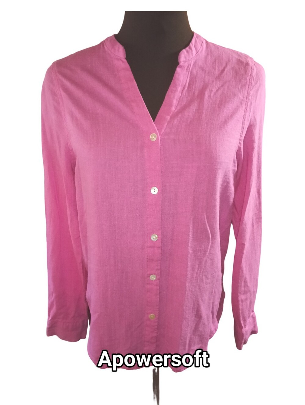 Pink Women's Button-Front V-Neck Shirt